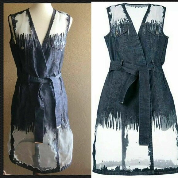 Diesel Dresses & Skirts - Diesel Womens Blue Mesh Denim F-D-01 Dress XS